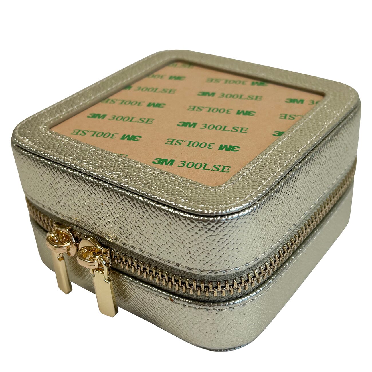 Leather 4" Square Jewelry Box- Gold Palm