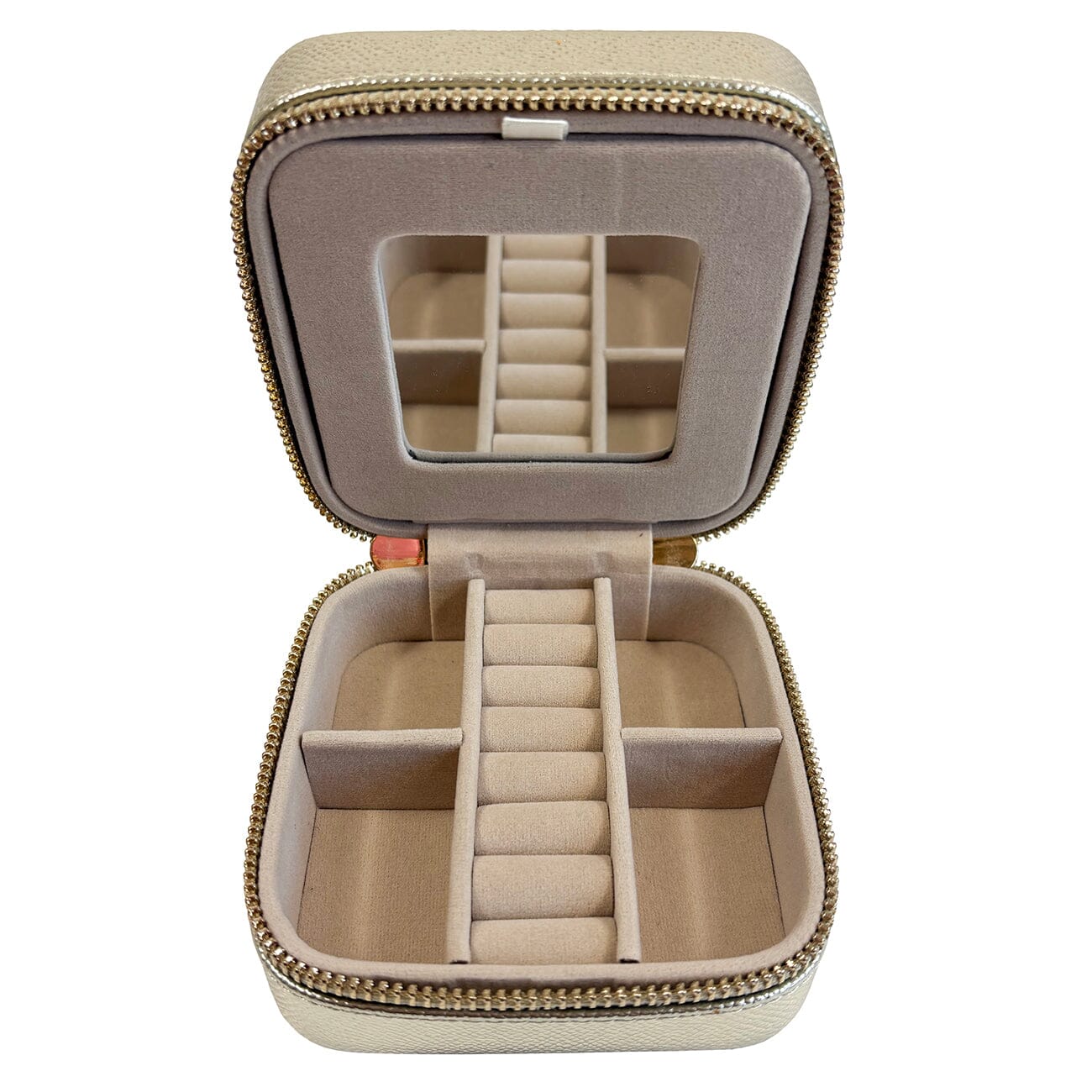 Leather 4" Square Jewelry Box- Gold Palm 3 Leather 4" Square Jewelry Box- Gold Palm