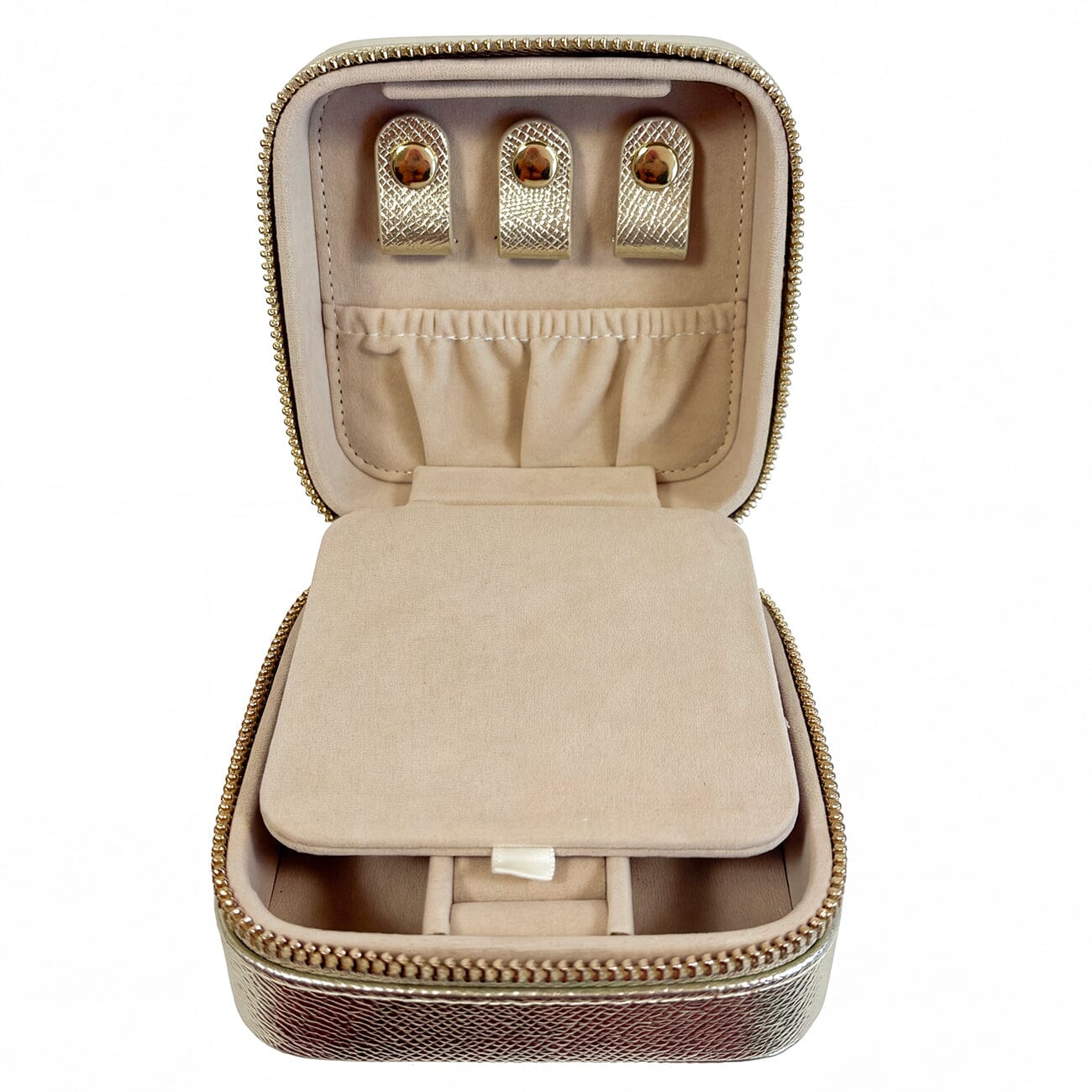 Leather 4" Square Jewelry Box- Gold Palm 4 Leather 4" Square Jewelry Box- Gold Palm