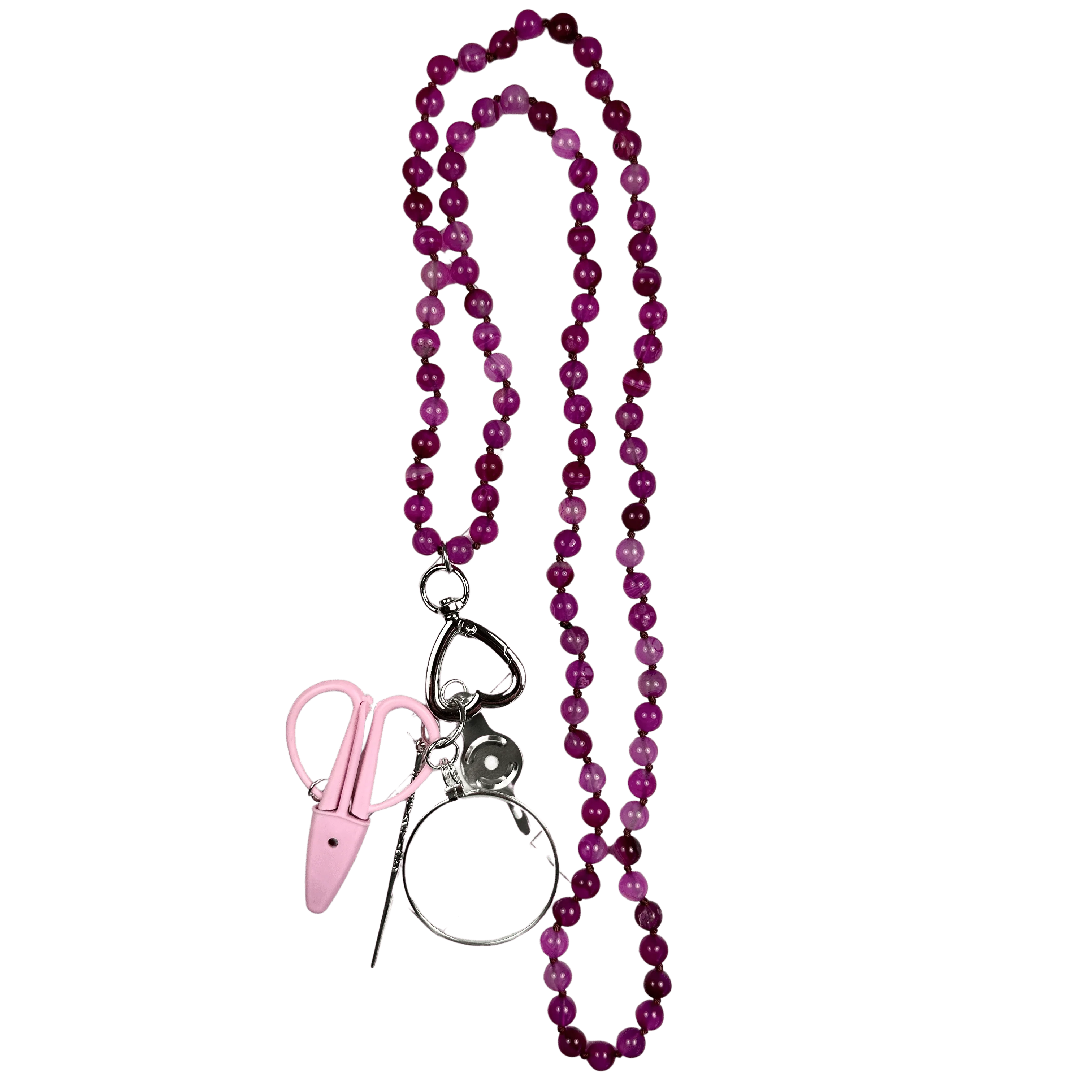 Gemstone Chatelaine Necklace - Peonies Pink 2 Gemstone Chatelaine Necklace - Peonies Pink