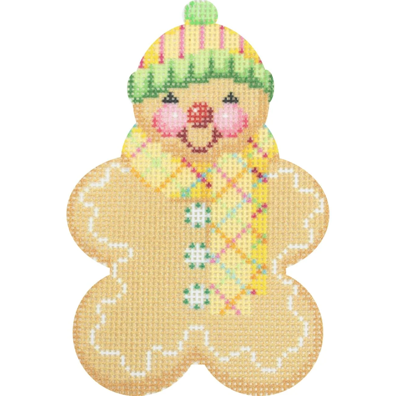 Gingerbread Friends - Yellow Plaid Scarf with Stitch Guide