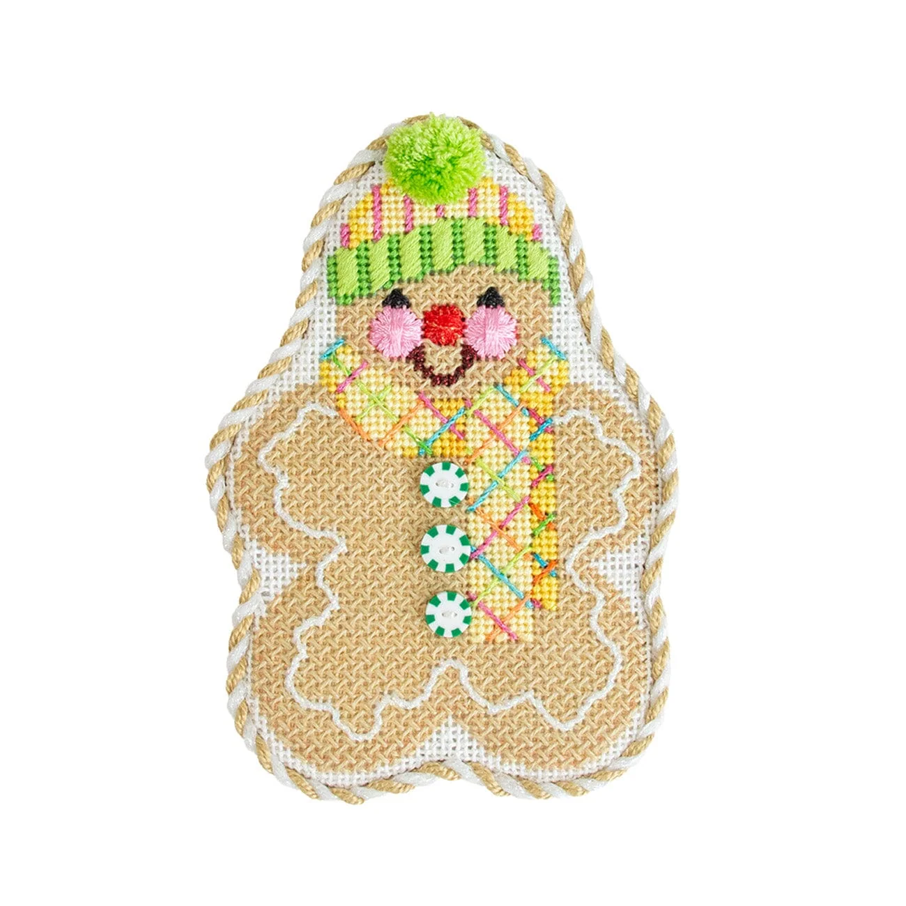 Gingerbread Friends - Yellow Plaid Scarf with Stitch Guide