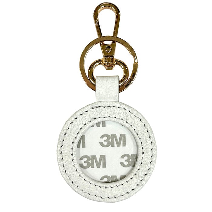 Leather Round Key Fob - White